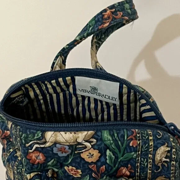 Vintage 90s Vera Bradley Mini Purse Animal Kingdom Blue Mini Duffel Bag Purse - Picture 7 of 7